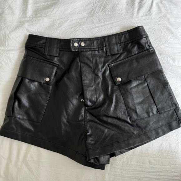 Lovers + Friends High Waist Black Leather Shorts - Picture 3 of 4